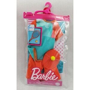 Barbie KEN Fashion Pack Tennis Outfit Racket Ball GYB07 In New Reusable Zip Pack